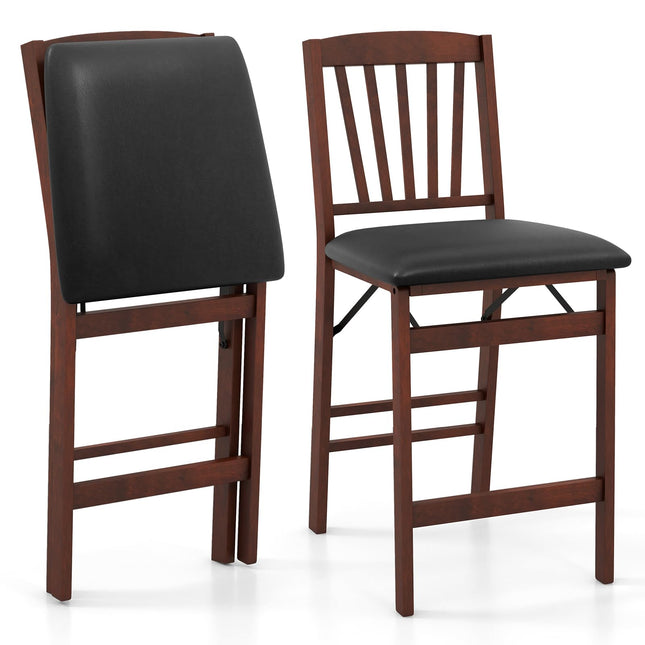 Dreamade Folding Bar Stools Set, 24.5" Counter Height Bar Dining Chairs with Back