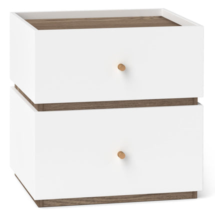 Dreamade Modern Nightstand with 2 Storage Drawers, Wooden Night Stand with Raised Edge