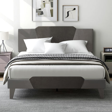 Dreamade Queen/Full/Twin Size Velvet Upholstered Bed Frame with Headboard