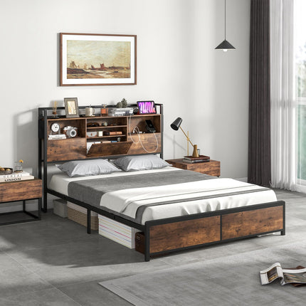 Dreamade Queen/Full Size Bed Frame with Storage Headboard
