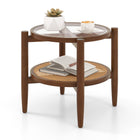 Rattan Round End Table - Dreamade