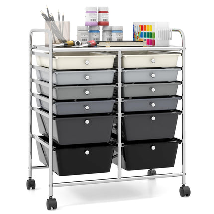 Dreamade 12 Drawer Rolling Storage Cart Tools Scrapbook Paper Office School Organizer