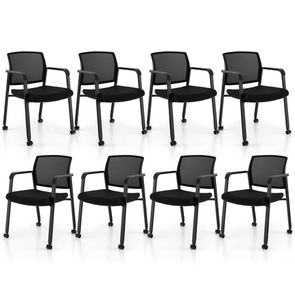 Dreamade Waiting Room Chair Set, Rolling Office Desk Chairs with PU Wheels (2 / 4 / 6 / 8 / 10 / 12 Pack Options)