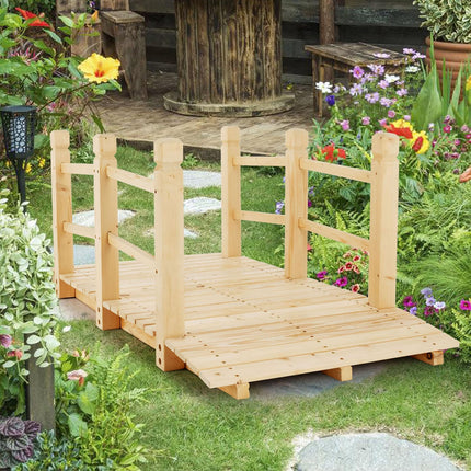 Dreamade 5 ft Garden Bridge - Stained Wood Arc Footbridge Walkway