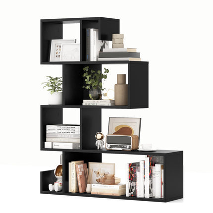 Dreamade 5-Tier S-Shaped Bookshelf, Geometric Bookcase w/Open Cubes