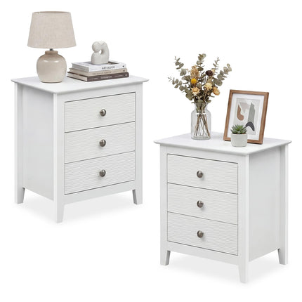 Dreamade 3-Drawer Night Stand Set 1/2 22’’ Compact Sofa End Couch Side Table