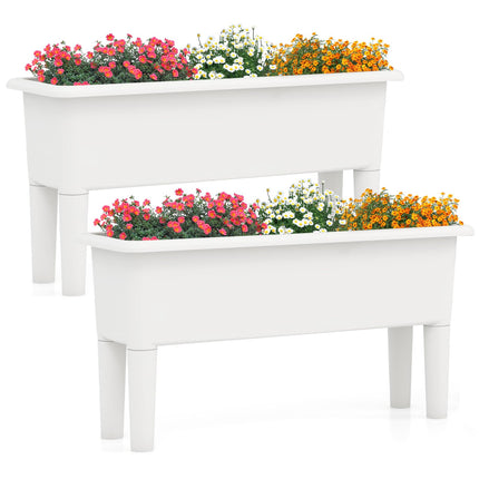 Dreamade Raised Garden Beds Outdoor Set of 2, Self-Watering Planter Box with Detachable Legs & Drainage Hole