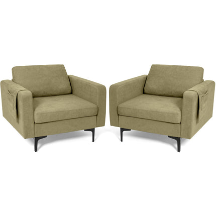 Dreamade Modern Accent Chair w/Comfy Thick Cushion, Magazine Pockets