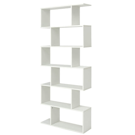 Dreamade Geometric Bookcase Rustic, Solid Wood S-Shaped Bookshelf