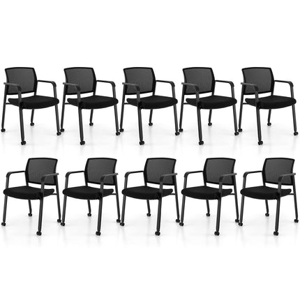 Dreamade Waiting Room Chair Set, Rolling Office Desk Chairs with PU Wheels (2 / 4 / 6 / 8 / 10 / 12 Pack Options)