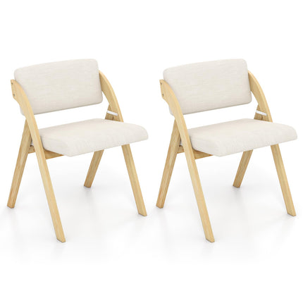 Dreamade Set of 2 Folding Kitchen Dining Chairs with Rubber Wood Legs