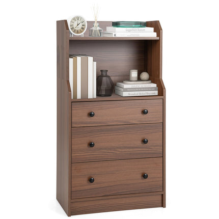 Dreamade 3 Drawers Dresser for Bedroom - Modern Storage Dresser Chest of Drawers with 2 Shelves, 3 Pull-Out Drawers