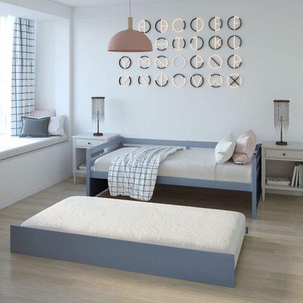 Dreamade Wood Daybed with a Trundle, Twin Trundle Daybed with Durable Slat Support