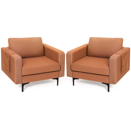 Dreamade Modern Accent Chair w/Comfy Thick Cushion, Magazine Pockets