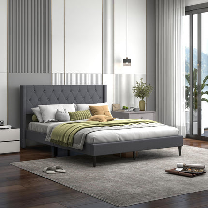 Dreamade Queen/Twin Size Platform Bed Frame with Wingback