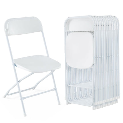 Dreamade Folding Chair with Plastic Seat & Back, Heavy-Duty Metal Frame