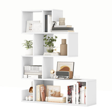 Dreamade 5-Tier S-Shaped Bookshelf, Geometric Bookcase w/Open Cubes