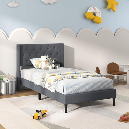 Dreamade Queen/Twin Size Platform Bed Frame with Wingback