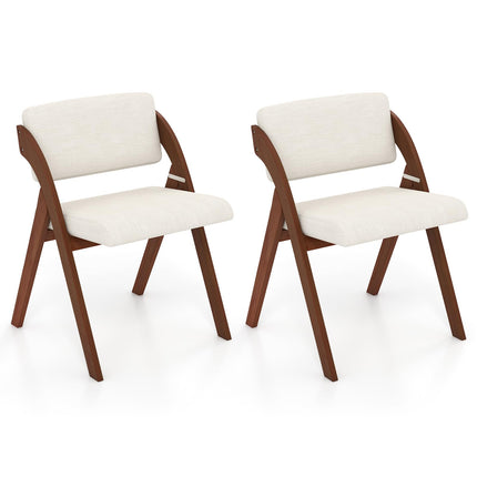 Dreamade Set of 2 Folding Kitchen Dining Chairs with Rubber Wood Legs