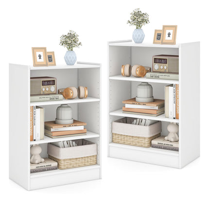 Dreamade 3-Cube Bookcase White - 3-Tier Modern White Open Bookshelf with Adjustable Shelves
