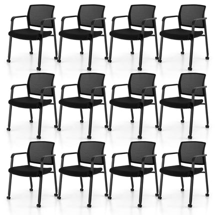 Dreamade Waiting Room Chair Set, Rolling Office Desk Chairs with PU Wheels (2 / 4 / 6 / 8 / 10 / 12 Pack Options)