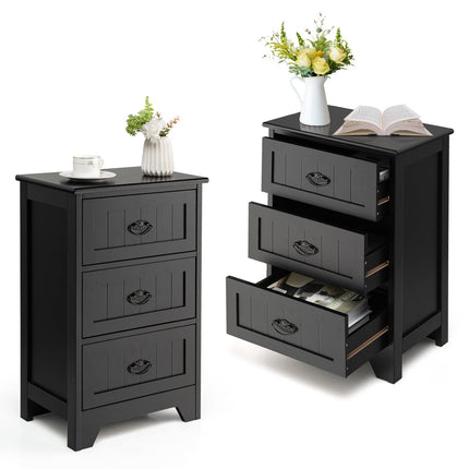 Dreamade Nightstand with 3 Drawers, Bedside Table