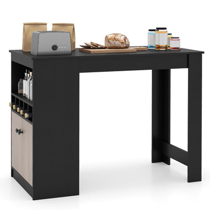 Dreamade Counter Height Bar Table with Storage Cabinet