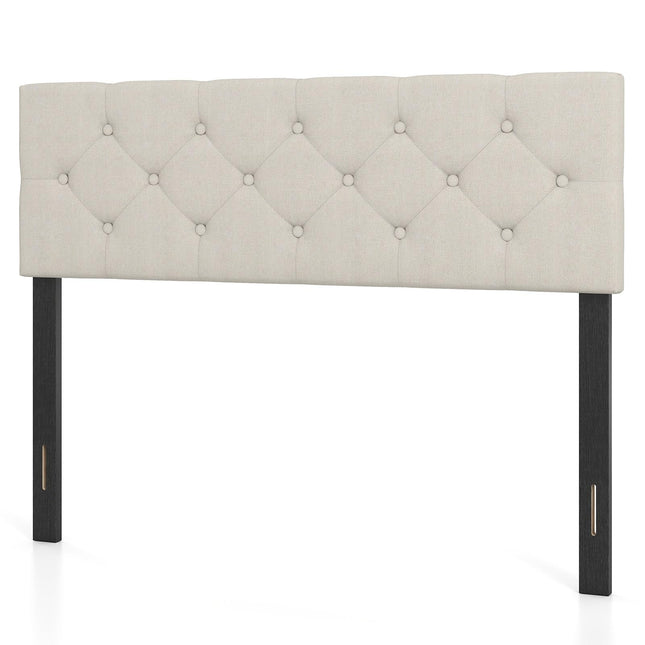 Dreamade Queen/Full Size Button Tufted Linen Fabric Head Board with Wood Support Legs