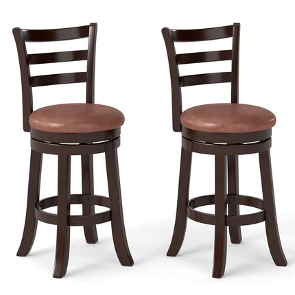 Dreamade 26" Counter Height Swivel Barstools Set of 2/4 with Faux Leather Seat and Wrap-around Footrest