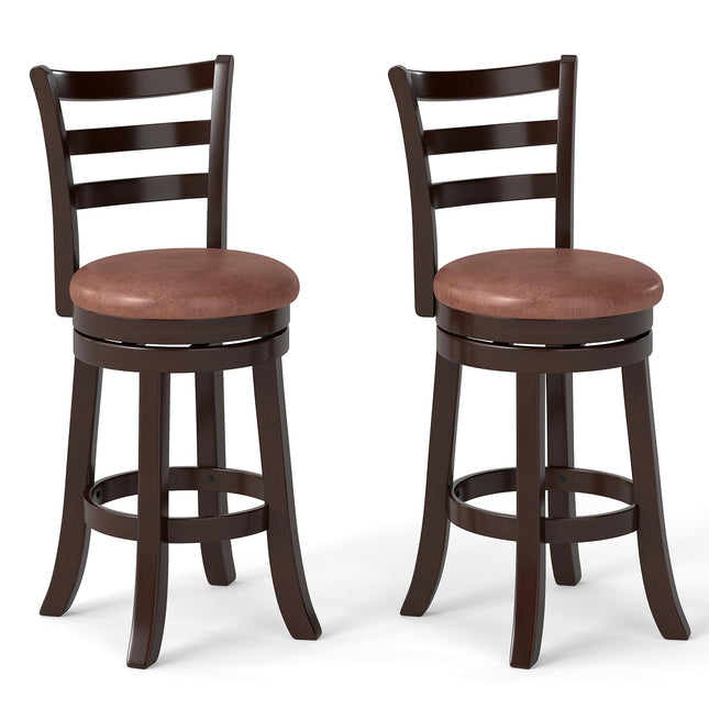 Dreamade 26" Counter Height Swivel Barstools Set of 2/4 with Faux Leather Seat and Wrap-around Footrest