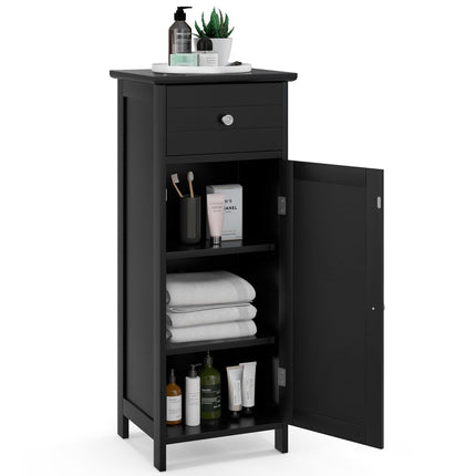 Bathroom Floor Storage Cabinet with Adjustable Shelf & Large Drawer