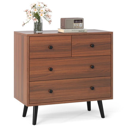 Dreamade 4-Drawers Dresser for Bedroom | Wide Wooden Chest Drawers with Anti-Toppling Devices