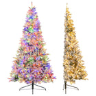 Dreamade 7 FT Half Snow Flocked Christmas Tree with 240 Warm White & Multicolored LED Lights