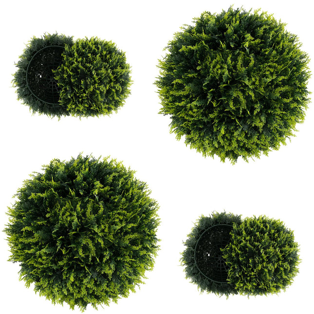 Dreamade 2 PCS 18 Inch Artificial Cedar Topiary Ball, Round Faux Cypress Balls Outdoor, Fake Plant Sphere