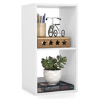 Dreamade 2-Cube Bookcase, White Cubby Bookshelf w/Back Guardrail & Anti-Tipping Kits