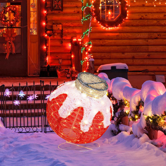 Dreamade Indoor Outdoor Christmas Decoration, Pop-Up Christmas Ball Ornament with 80 LED Lights and Timer,