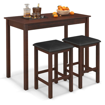 Dreamade Dining Table Set for 2, Counter Height Dining Table Set with 2 Bar Stools, Wood Legs, Dinette Table Set