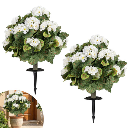 Dreamade 22.5” Artificial Begonia Ball Trees Set of 2 with Ground Spikes