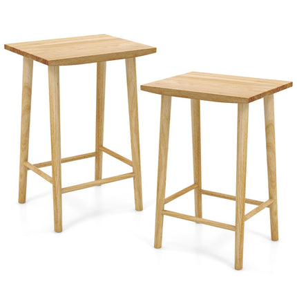 Dreamade 25.5" Wooden Bar Stools Set of 2/4, Farmhouse Backless Counter Height Bar Stools with Footrest