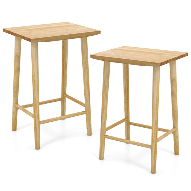 Dreamade 25.5" Wooden Bar Stools Set of 2/4, Farmhouse Backless Counter Height Bar Stools with Footrest