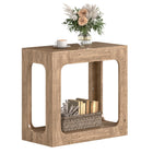 Dreamade Narrow End Table 2-Tier Farmhouse Side Table with Open Storage Shelf