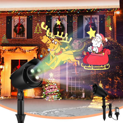 Dreamade Christmas Projector Lights Outdoor | LED Santa Claus on Sleigh Projection Lamp