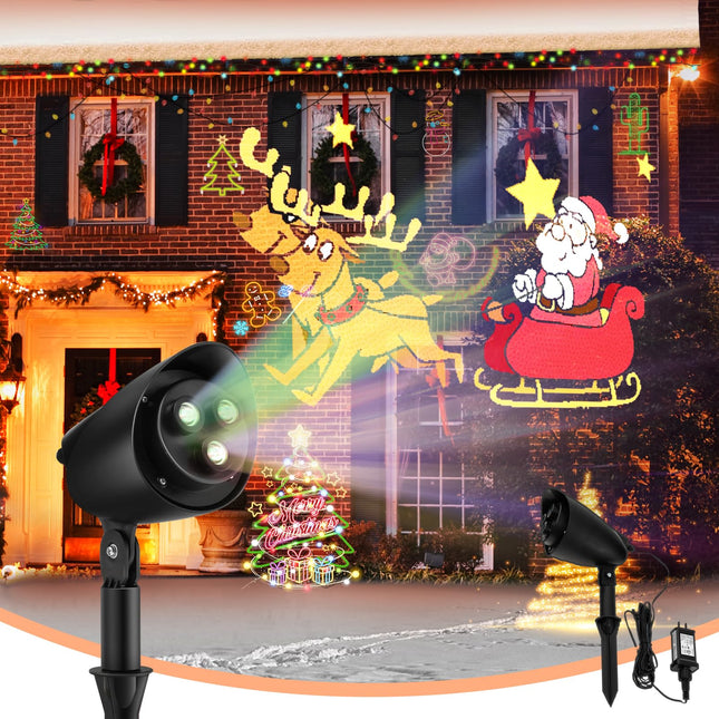 Dreamade Christmas Projector Lights Outdoor | LED Santa Claus on Sleigh Projection Lamp