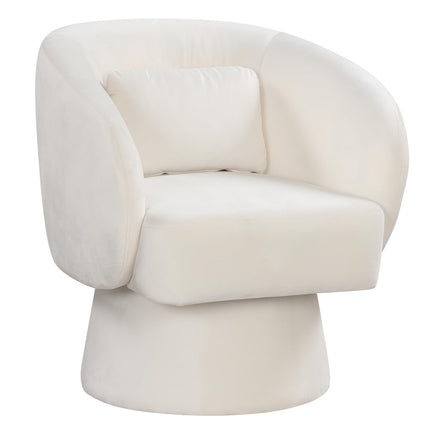 Dreamade Swivel Accent Chair Upholstered Barrel Chair with Curved Back & Removable Lumbar Pillow