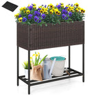 Dreamade Raised Garden Bed with Legs, Rattan Elevated Planter Box w/Storage Shelf