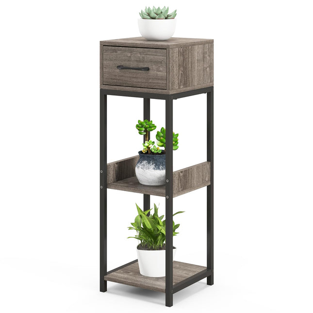 Dreamade 3 Tier Tall Plant Stand Indoor, 36 Inch Corner Plant Holder with Drawer & Metal Frame