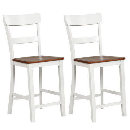 Dreamade Wooden Bar Stools Counter Height Set of 2, 24.5" Farmhouse Wood Bar Dining Chairs