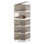 Dreamade 5 Tier Stackable Storage Bins with Lids 22.5 Gal Foldable Shoe Storage Box