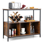 Dreamade Buffet Sideboard, Wooden Cupboard, Kitchen Pantry w/Spacious Countertop, Large Open Shelf, 3 Cube Storage Cabinet