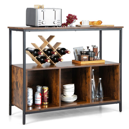 Dreamade Buffet Sideboard, Wooden Cupboard, Kitchen Pantry w/Spacious Countertop, Large Open Shelf, 3 Cube Storage Cabinet